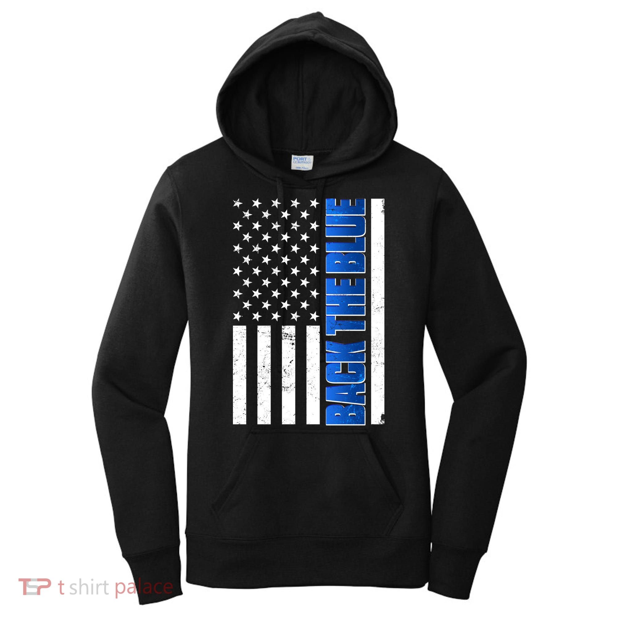 Back The Blue Thin Blue Line US Flag Women's Hoodie