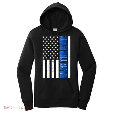 Back The Blue Thin Blue Line US Flag Women's Hoodie