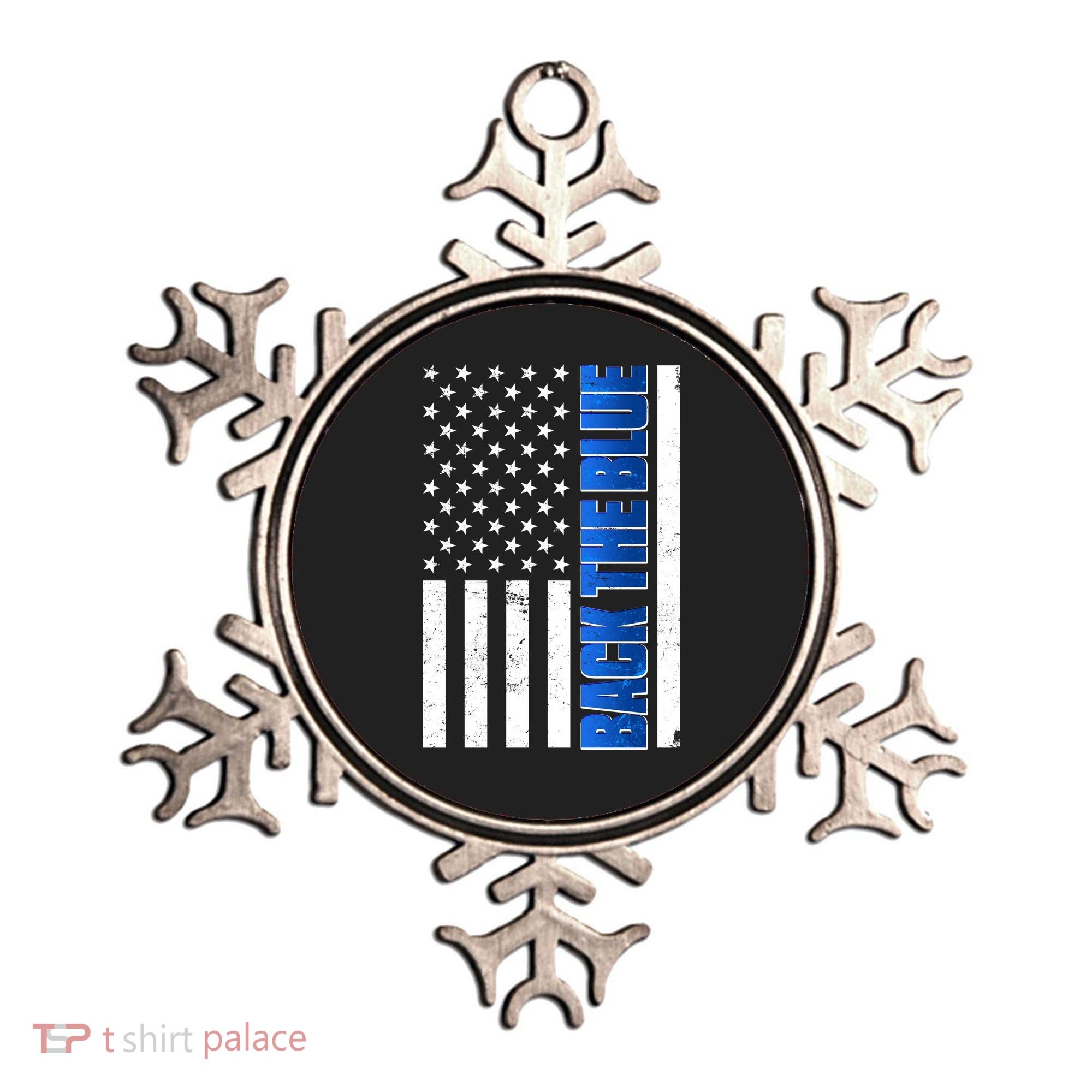 Back The Blue Thin Blue Line US Flag Ornament
