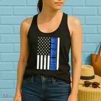 Back The Blue Thin Blue Line US Flag Women's Tank Top thumb 2
