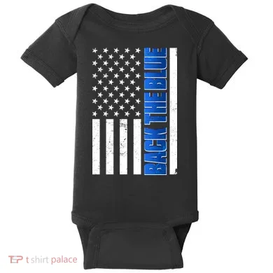 Back The Blue Thin Blue Line US Flag Baby Bodysuit