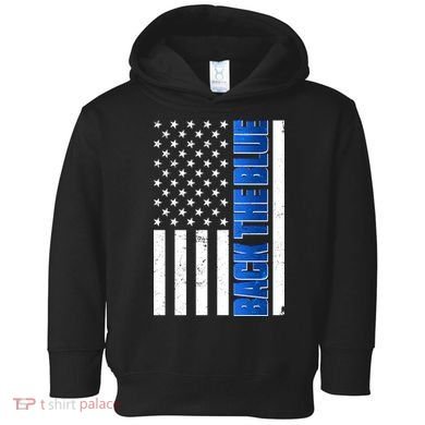 Back The Blue Thin Blue Line US Flag Toddler Hoodie