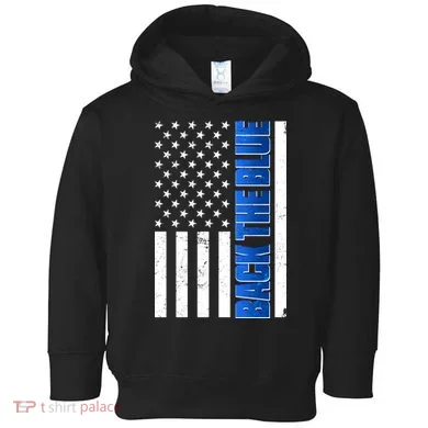 Back The Blue Thin Blue Line US Flag Toddler Hoodie