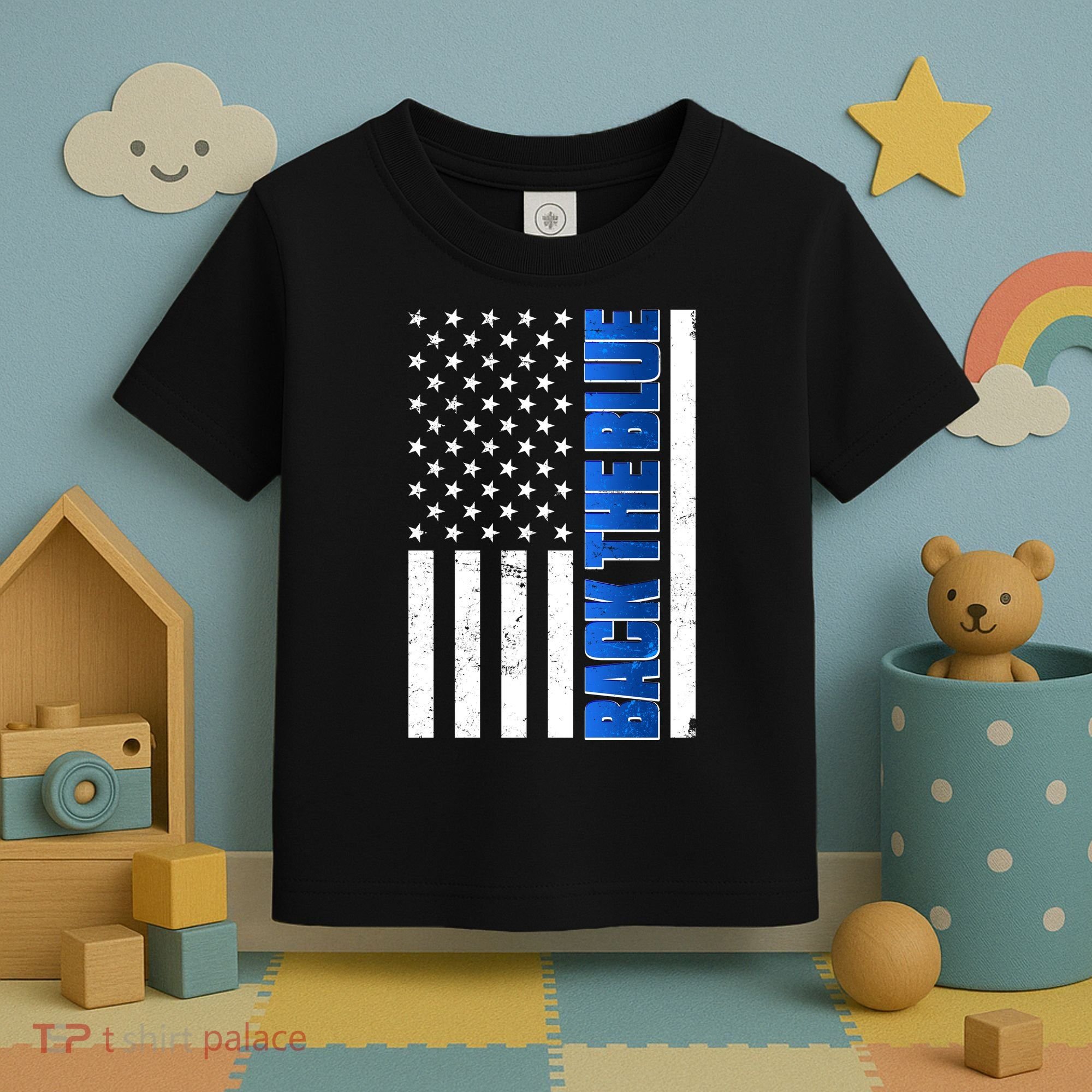 Back The Blue Thin Blue Line US Flag Toddler T-Shirt