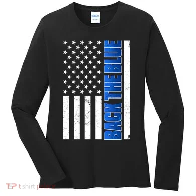 Back The Blue Thin Blue Line US Flag Women's Long Sleeve Shirt