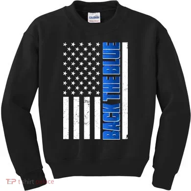 Back The Blue Thin Blue Line US Flag Kids Sweatshirt