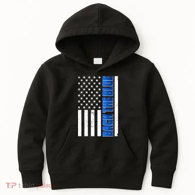 Back The Blue Thin Blue Line US Flag Kids Hoodie