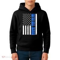Back The Blue Thin Blue Line US Flag Kids Hoodie thumb 4