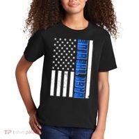 Back The Blue Thin Blue Line US Flag Kids T-Shirt thumb 2