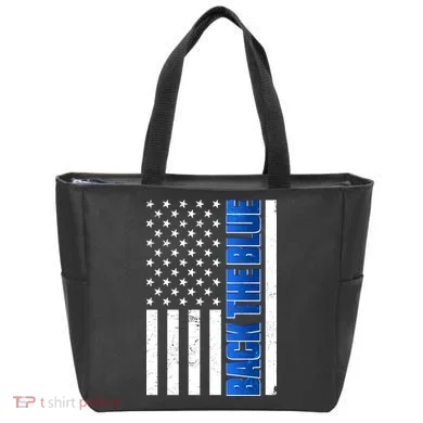 Back The Blue Thin Blue Line US Flag Tote Bag
