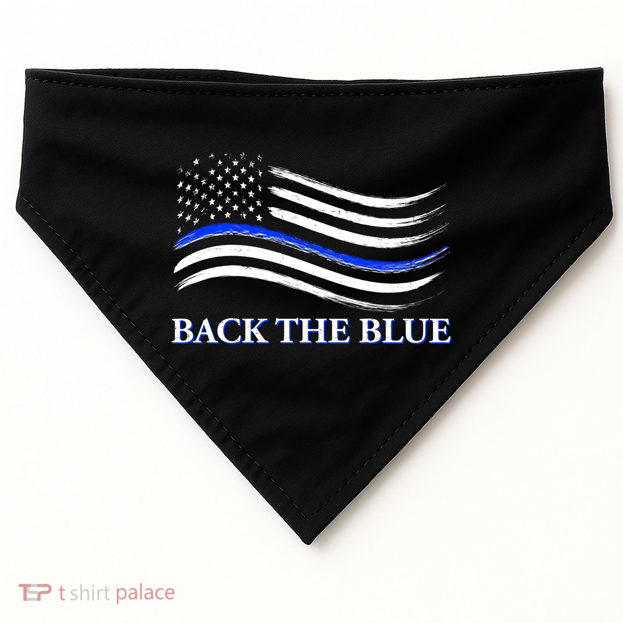 Back The Blue Thin Blue Line USA Flag USA-Made Doggie Bandana