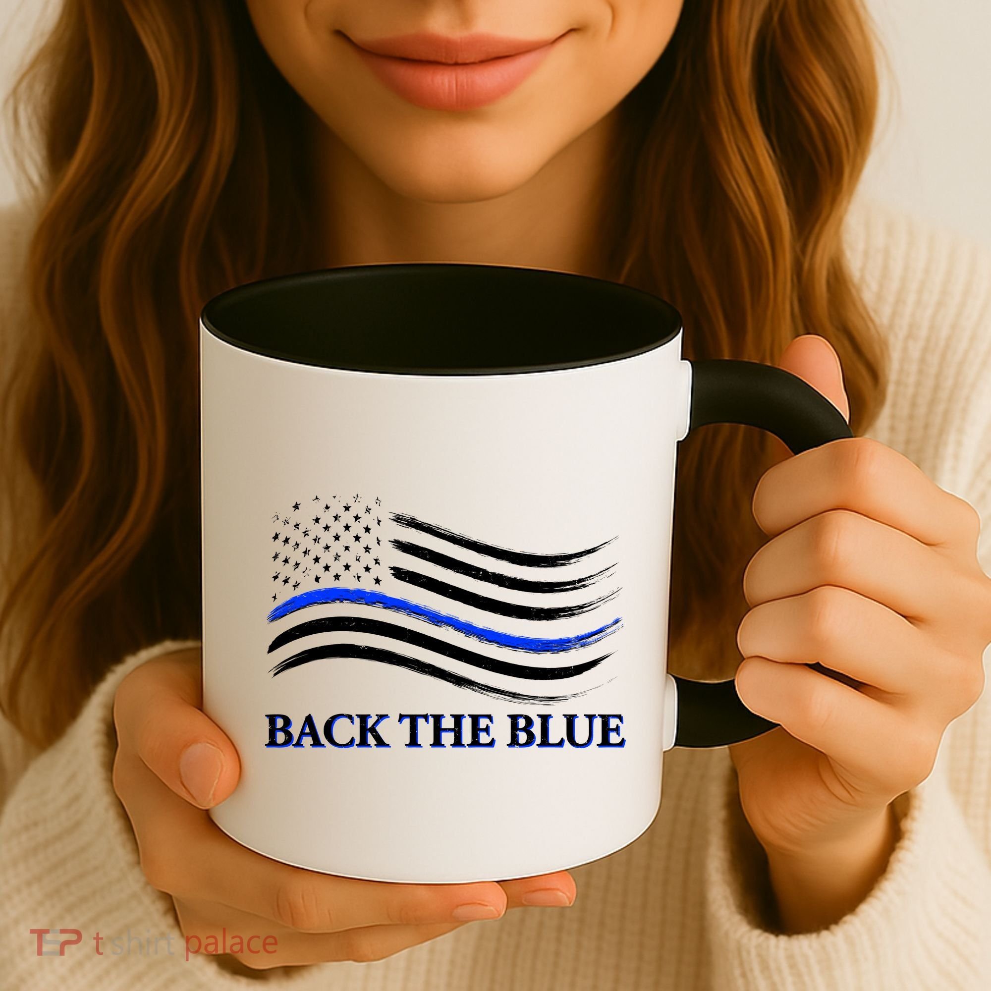 Back The Blue Thin Blue Line USA Flag Coffee Mug