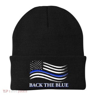 Back The Blue Thin Blue Line USA Flag Beanie