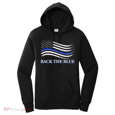 Back The Blue Thin Blue Line USA Flag Women's Hoodie