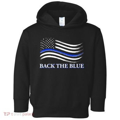 Back The Blue Thin Blue Line USA Flag Toddler Hoodie