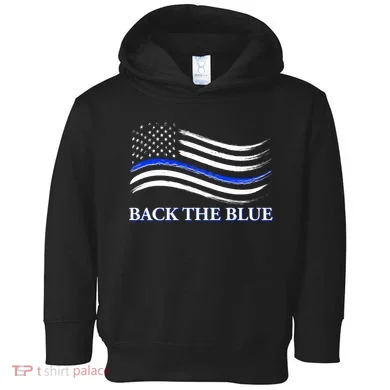Back The Blue Thin Blue Line USA Flag Toddler Hoodie