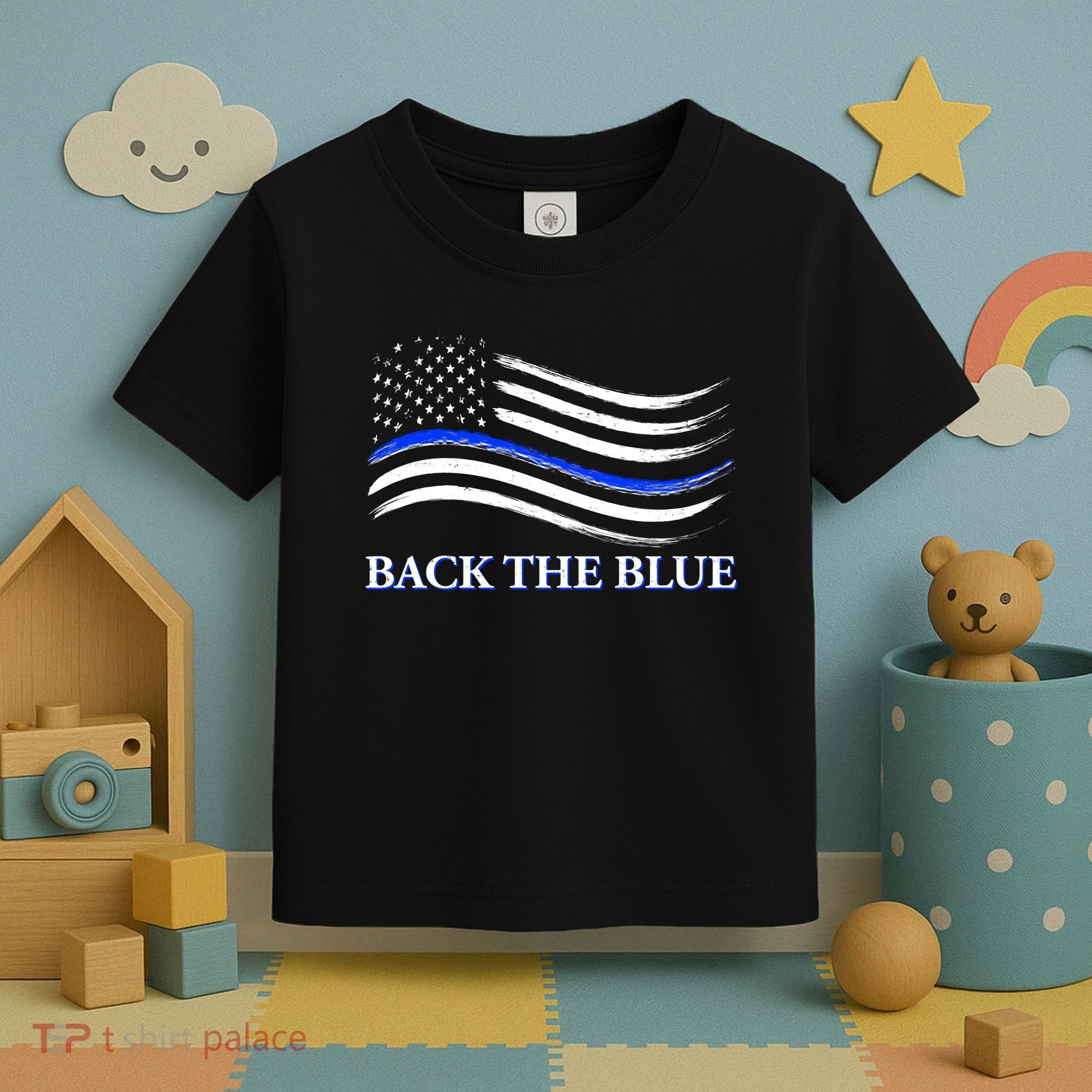 Back The Blue Thin Blue Line USA Flag Toddler T-Shirt