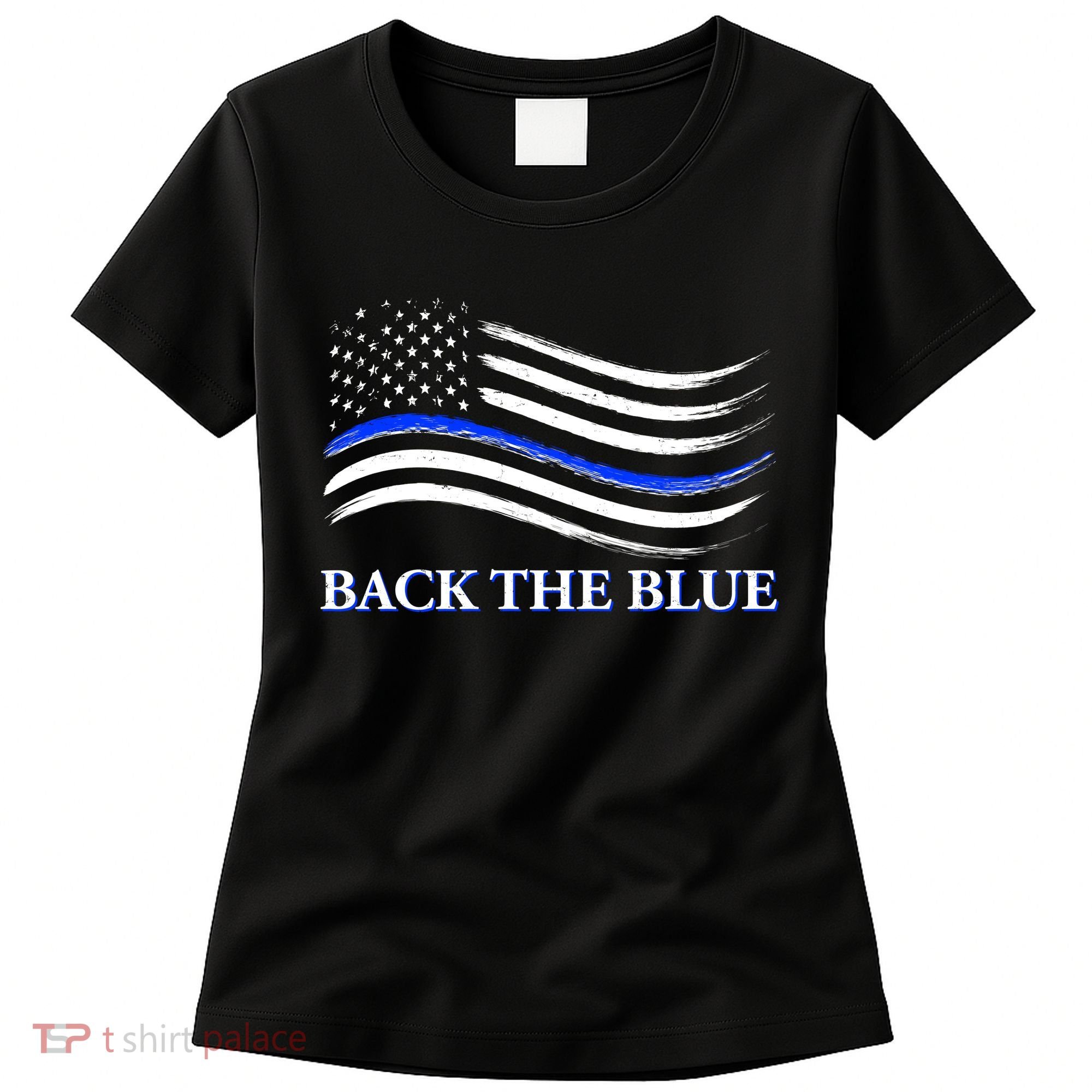 Back The Blue Thin Blue Line USA Flag Women's T-Shirt
