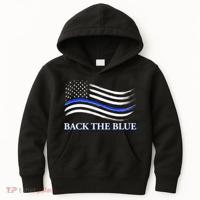Back The Blue Thin Blue Line USA Flag Kids Hoodie
