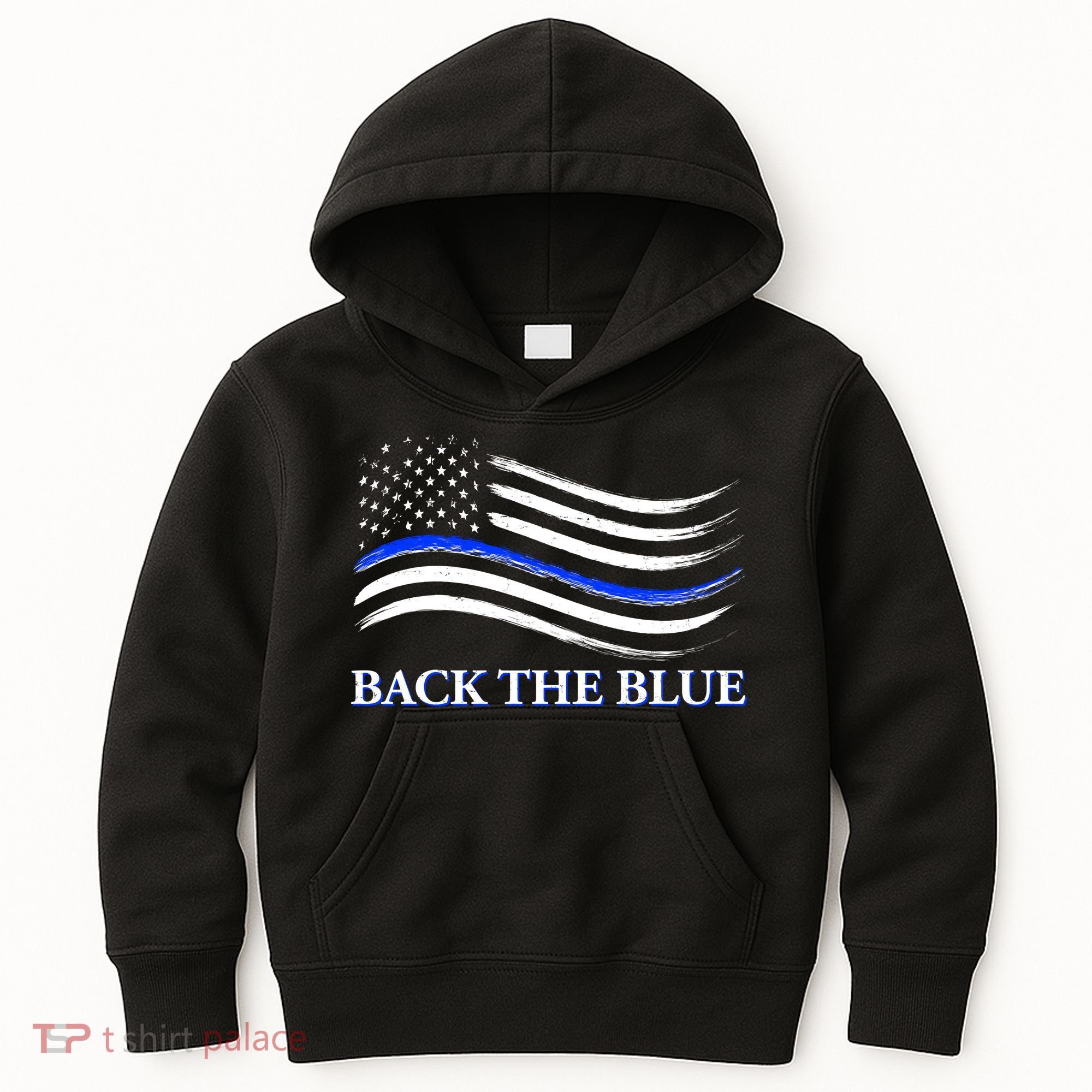 Back The Blue Thin Blue Line USA Flag Kids Hoodie