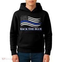 Back The Blue Thin Blue Line USA Flag Kids Hoodie thumb 4