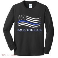 Back The Blue Thin Blue Line USA Flag Kids Long Sleeve Shirt thumb 0