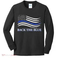 Back The Blue Thin Blue Line USA Flag Kids Long Sleeve Shirt thumb 0