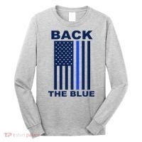 Back The Blue US Thin Line Support Cops Long Sleeve Shirt thumb 0
