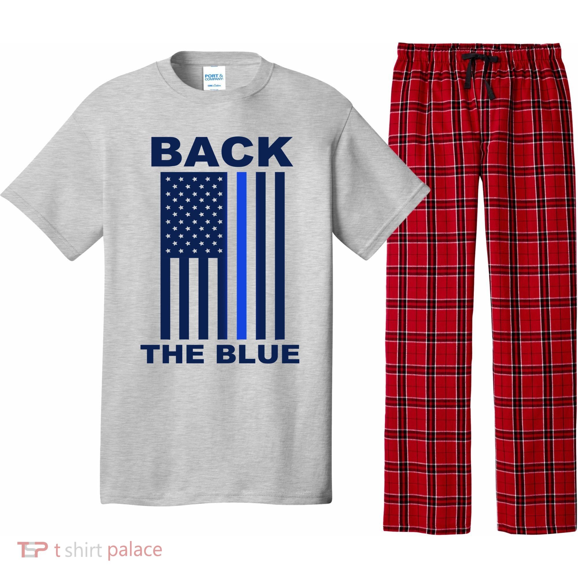 Back The Blue US Thin Line Support Cops Pajama Set