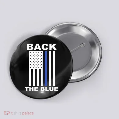 Back The Blue US Thin Line Support Cops Button
