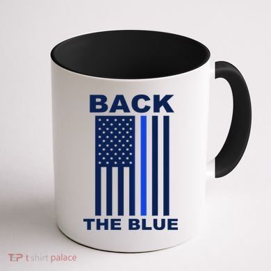 Back The Blue US Thin Line Support Cops Coffee Mug back
