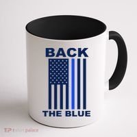 Back The Blue US Thin Line Support Cops Coffee Mug thumb 1