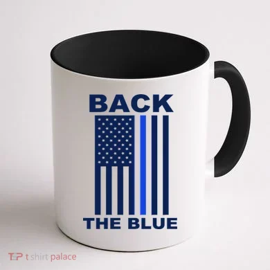 Back The Blue US Thin Line Support Cops Coffee Mug back