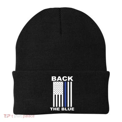 Back The Blue US Thin Line Support Cops Beanie