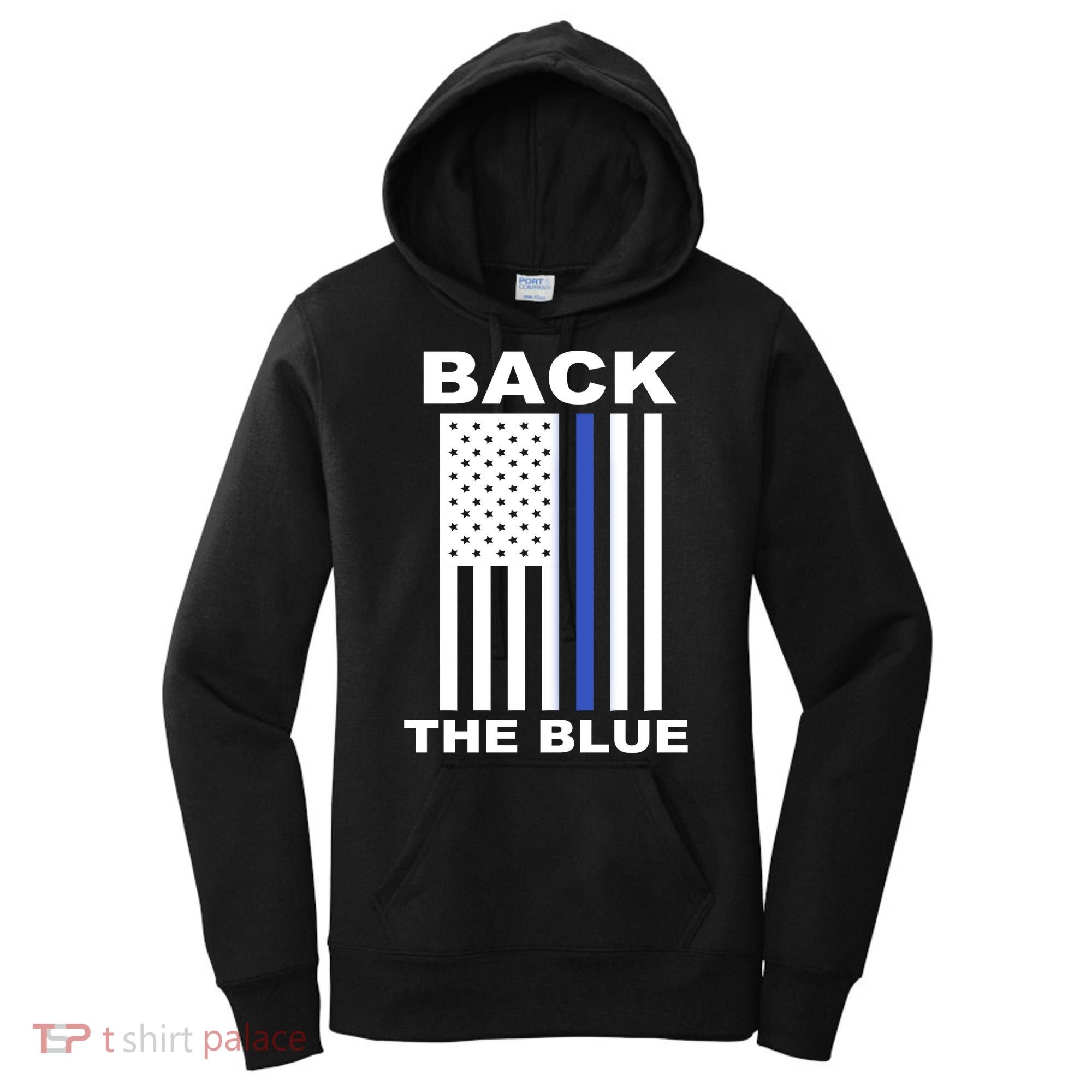 Back The Blue US Thin Line Support Cops Women's Hoodie