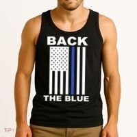 Back The Blue US Thin Line Support Cops Tank Top thumb 3