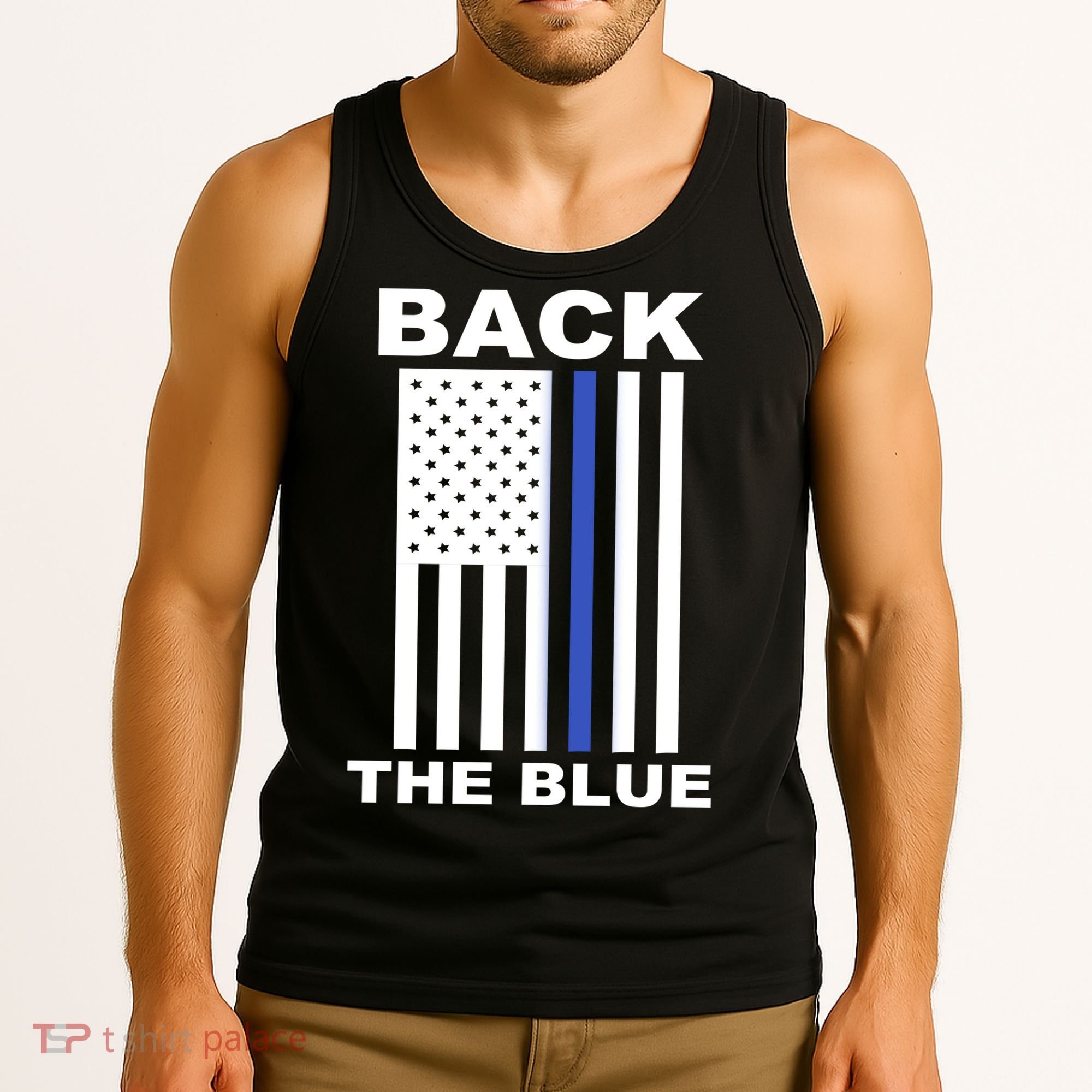 Back The Blue US Thin Line Support Cops Tank Top