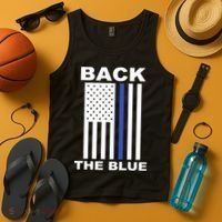 Back The Blue US Thin Line Support Cops Tank Top thumb 4