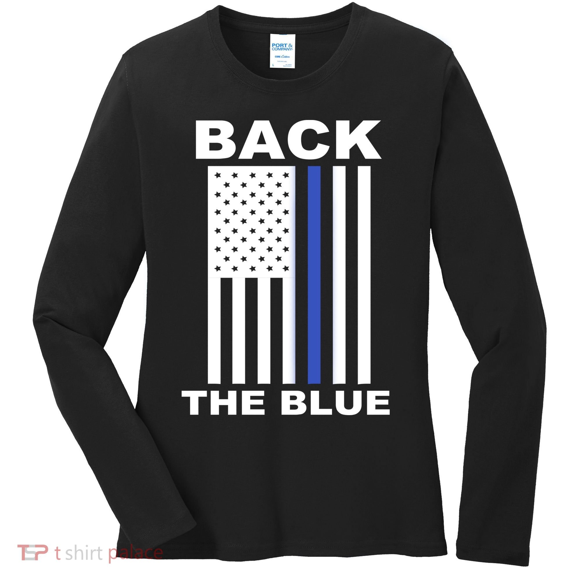 Back The Blue US Thin Line Support Cops Women's Long Sleeve Shirt