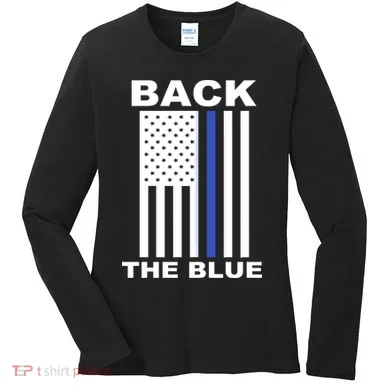 Back The Blue US Thin Line Support Cops Women's Long Sleeve Shirt