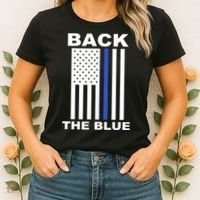 Back The Blue US Thin Line Support Cops Women's T-Shirt thumb 2
