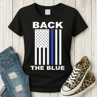Back The Blue US Thin Line Support Cops Women's T-Shirt thumb 3