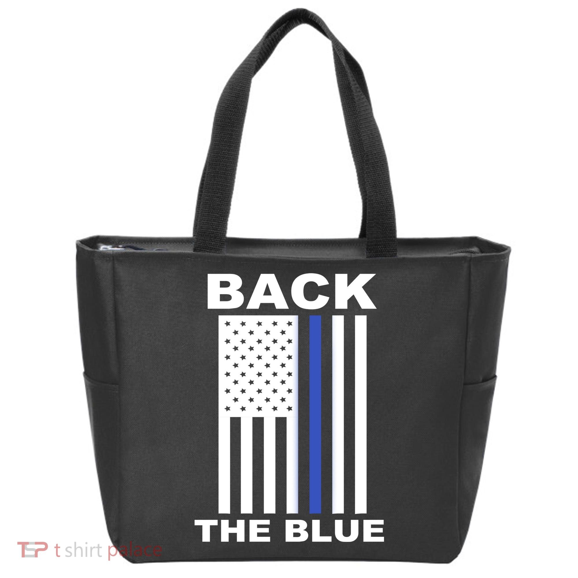 Back The Blue US Thin Line Support Cops Tote Bag