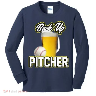 Back Up Pitcher Kids Long Sleeve Shirt