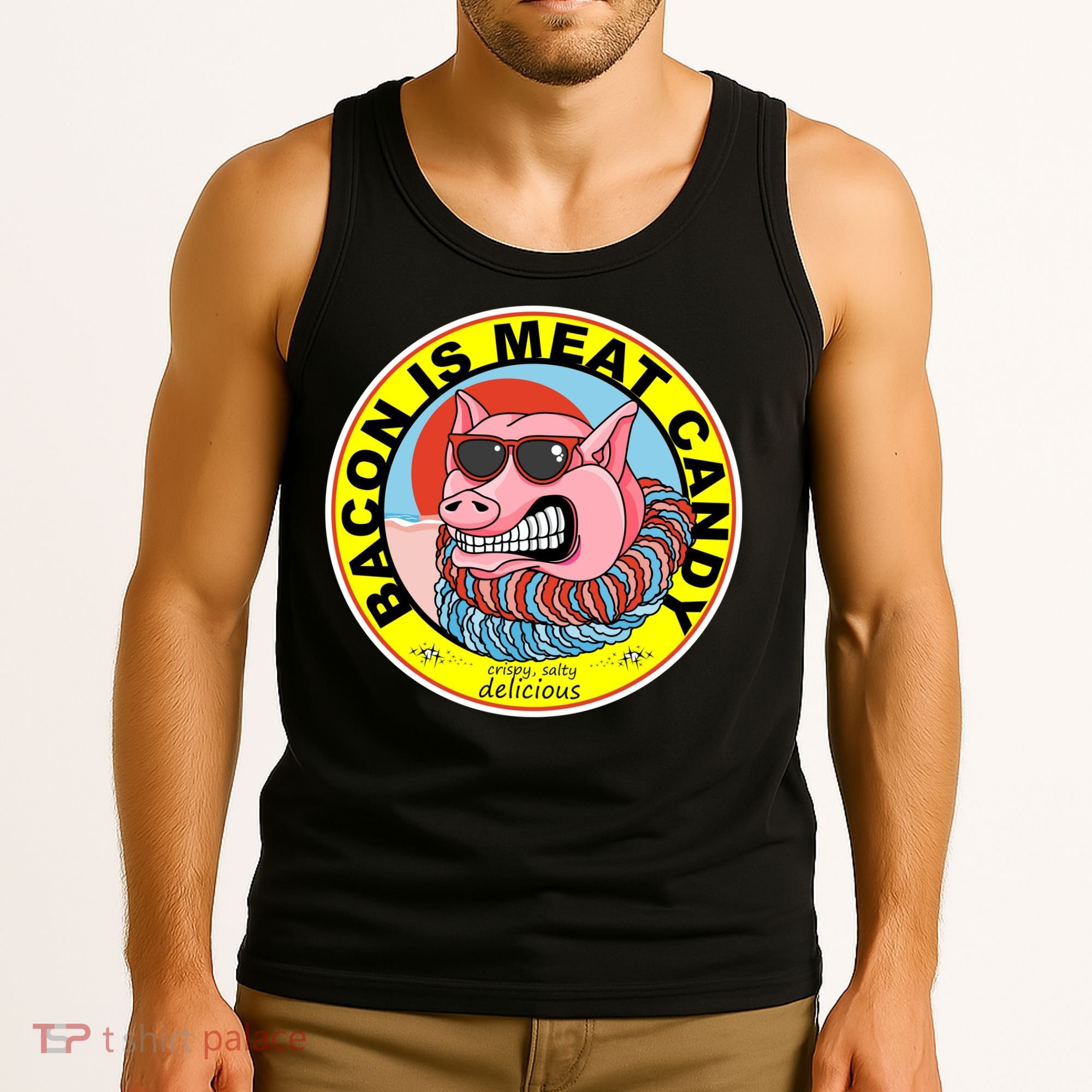 Bacon Is Meat Candy Pig Funny Tank Top