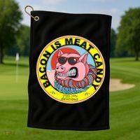 Bacon Is Meat Candy Pig Funny Golf Towel thumb 1