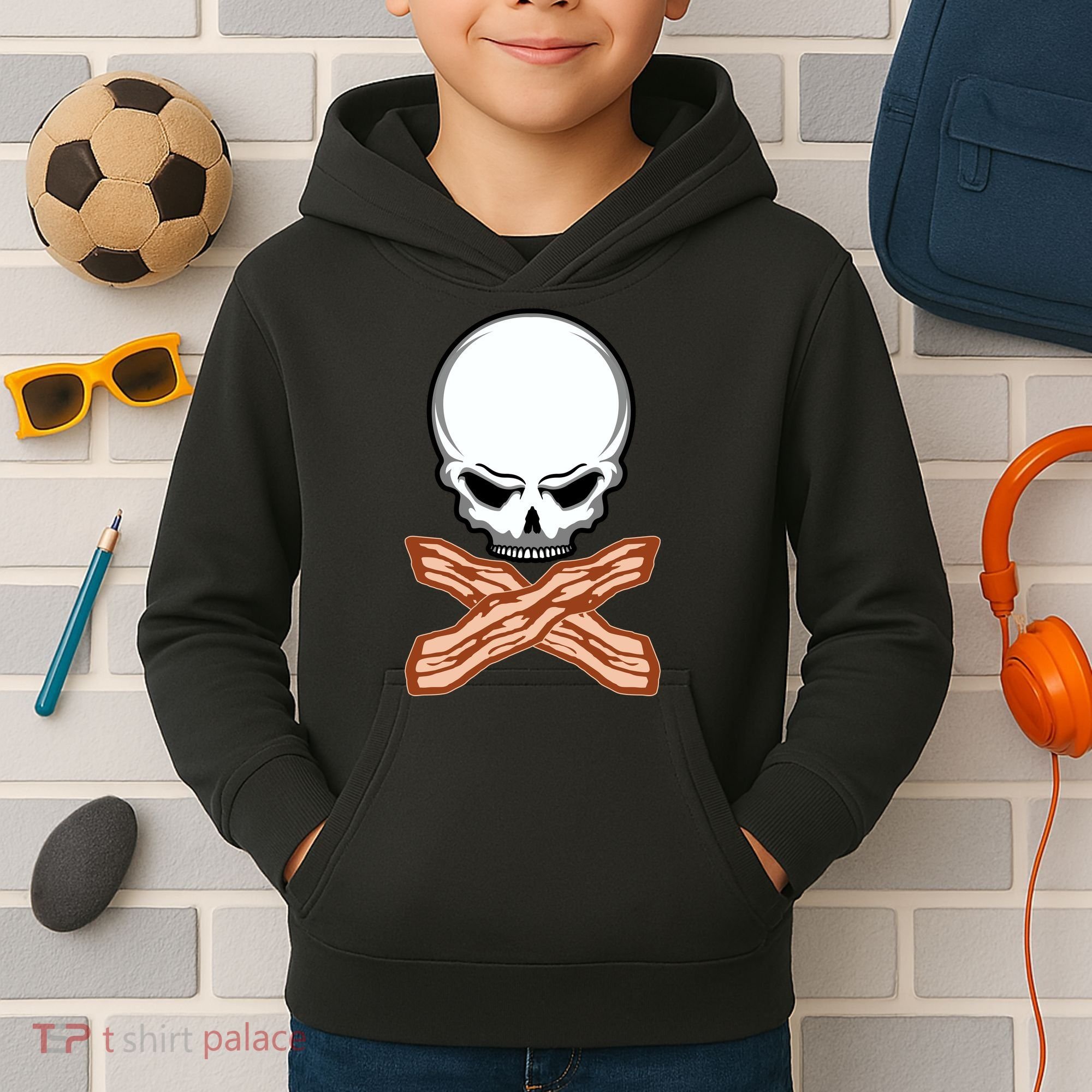 Bacon Skull Kids Hoodie
