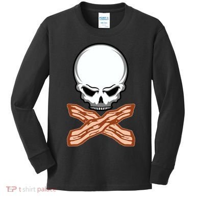 Bacon Skull Kids Long Sleeve Shirt