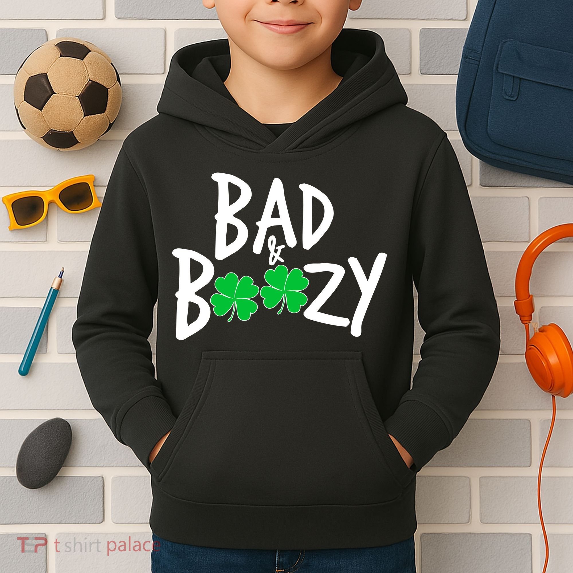 Bad and Boozy Irish Beer Kids Hoodie
