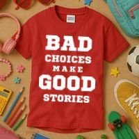 Bad Choices Make Good Stories Kids T-Shirt thumb 3